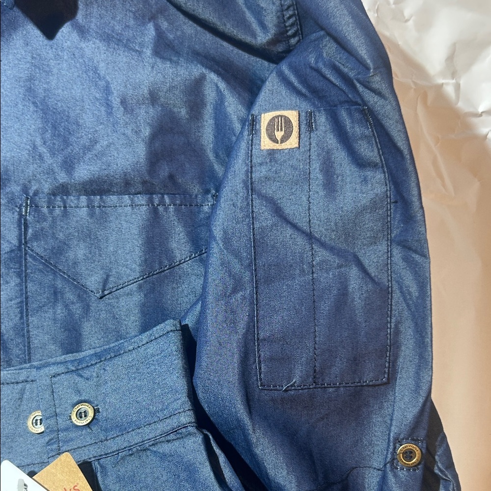 Chef Works Urban Collection Denim Blue Button Down Shirt - Picture 4 of 5